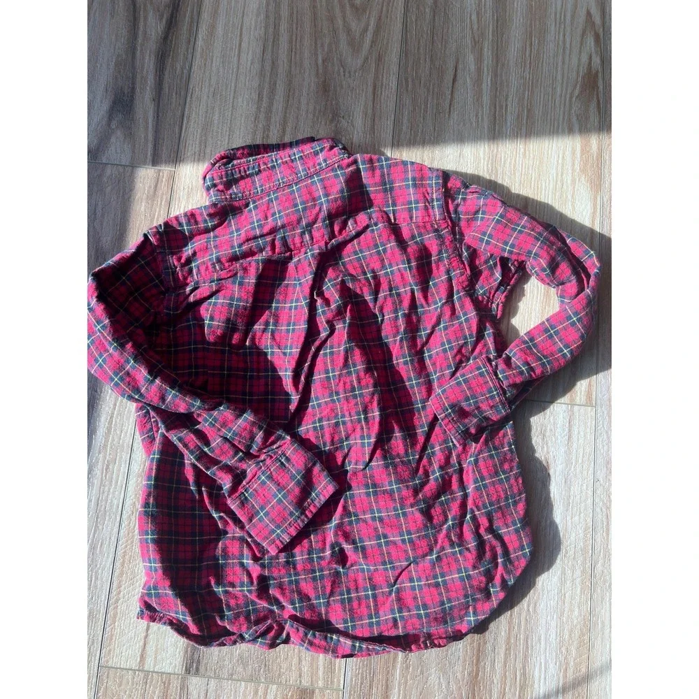 Ralph Lauren Button Down Shirt 2T Red Plaid Long Sleeve Cotton Pony Christmas